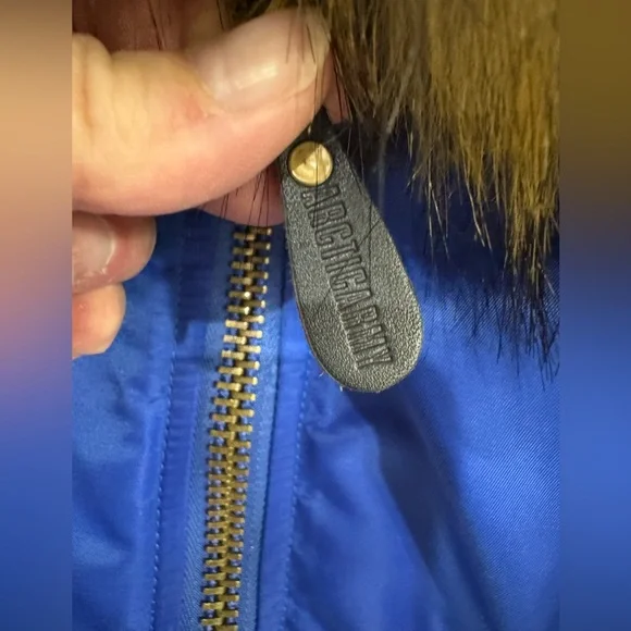 Blue Bomber Jacket with Faux Fur Trim
